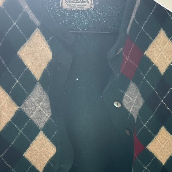 Vintage 80s Lambswool Grandmacore 100% Wool Women L Argyle Button-up Cardigan - Picture 8 of 8